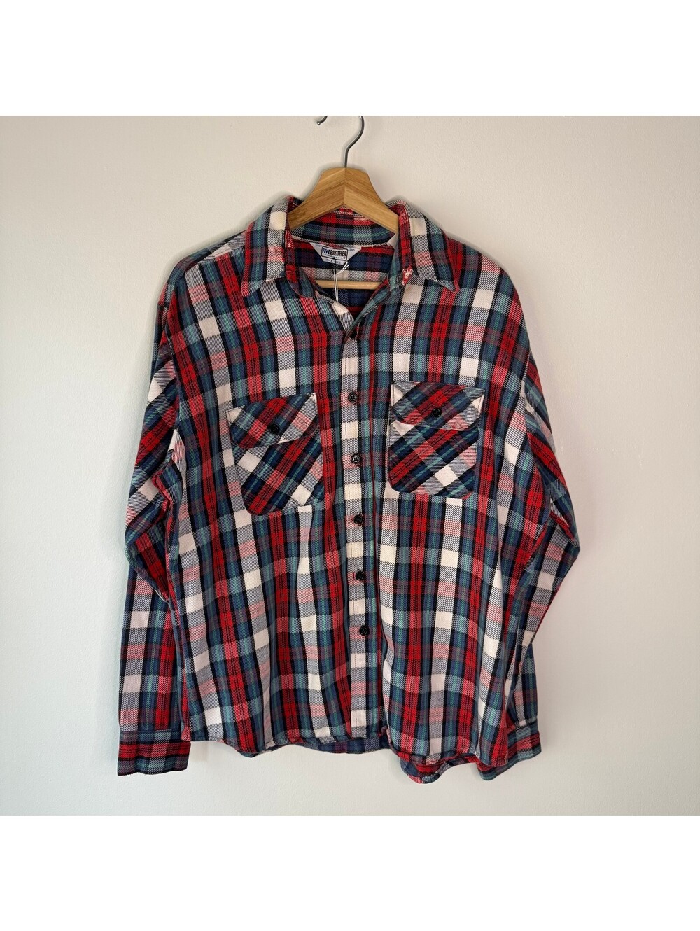 Vintage 80s Five Brothers Colorful Cotton Flannel Button Up Shirt Size Large